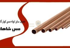 جدول سایز لوله مسی کولر گازی